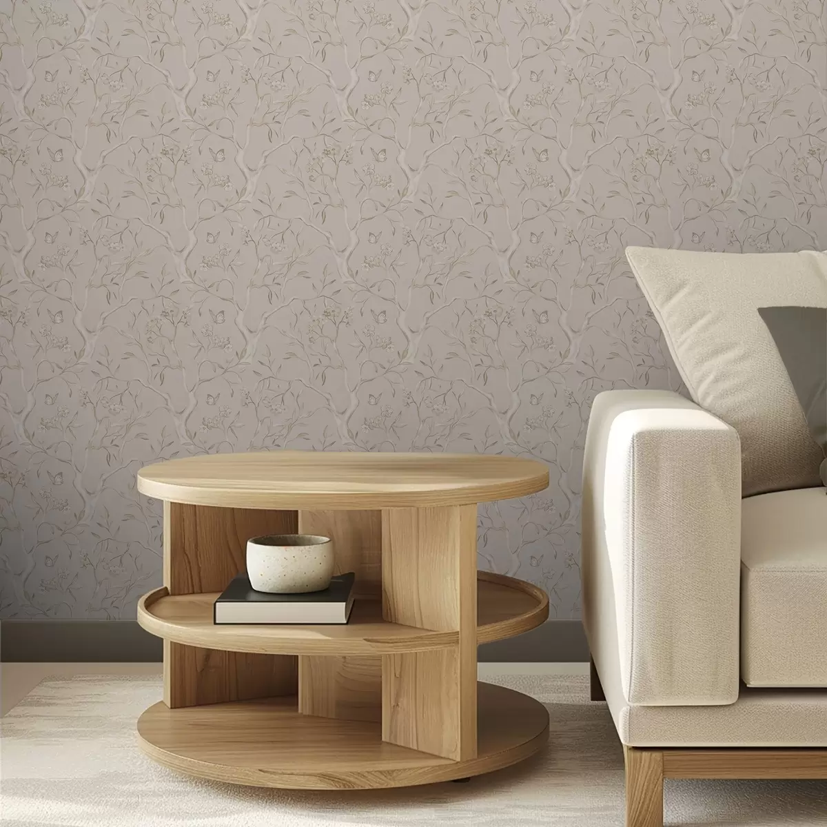 Pozadina Bež cvjetajuće grane s leptirima na mekoj pozadini a00951v2