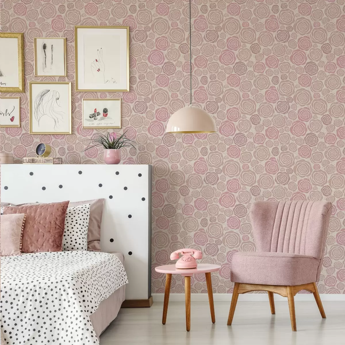 Pozadina Spiralne ružičaste ruže i prskanje na svijetloj pozadini a00955