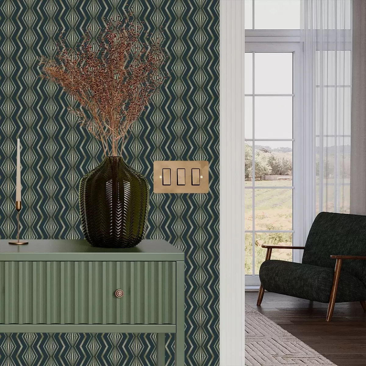 Pozadina Geometrijski uzorak dijamanta tamnozelene boje a00973v1