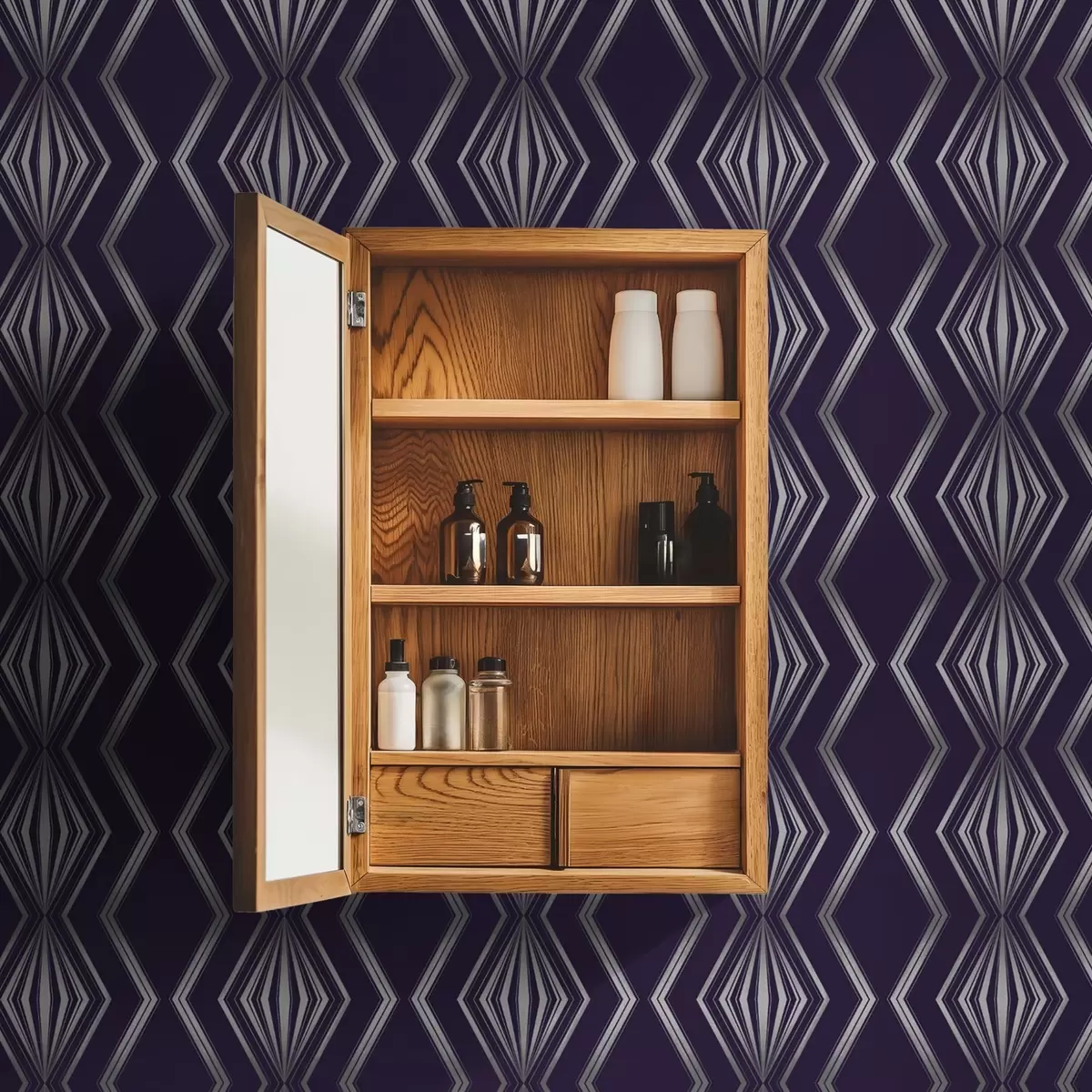 Pozadina Bogata ljubičasta pozadina s dijamantima i sivim cik-cak linijama a00974v1