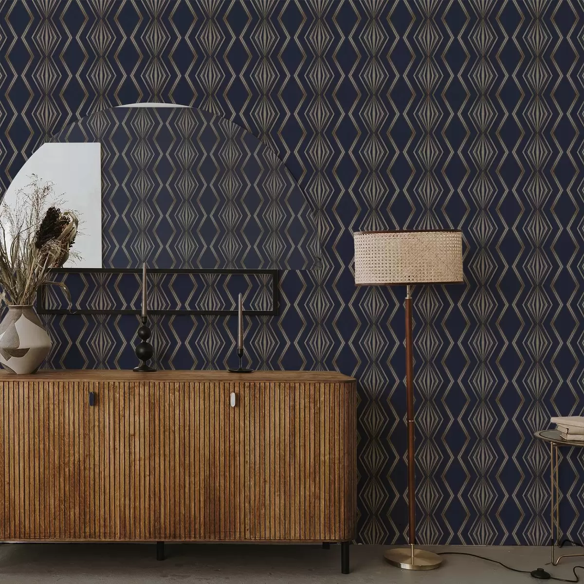 Pozadina Tamnoplava pozadina s geometrijskim dijamantima i cik-cak uzorcima a00974v2