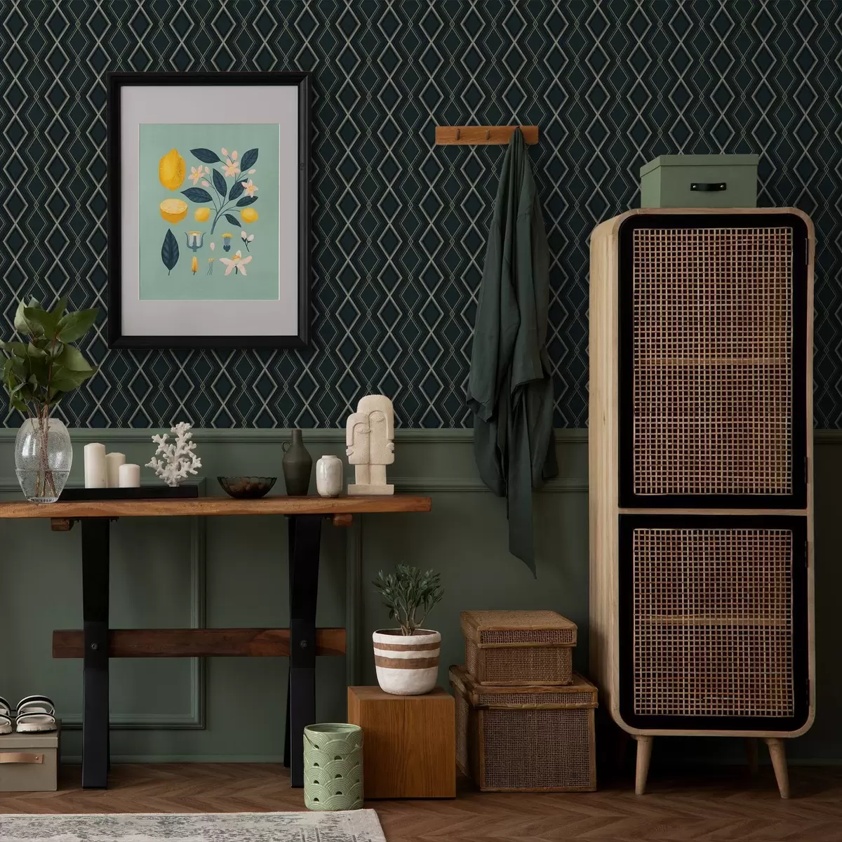 Pozadina Tamnoplava pozadina s ponavljajućom dijamantnom mrežom a00975v1