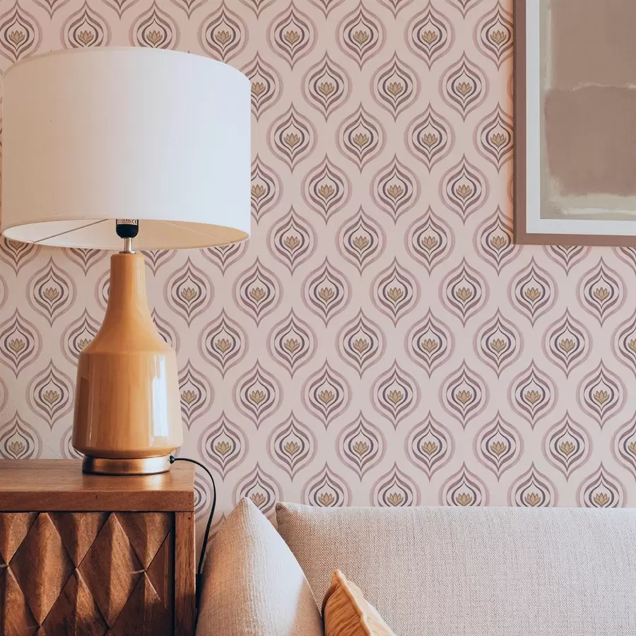 zidne murale Ritmički motiv kapi s cvijetom na puderastoj pozadini a00977