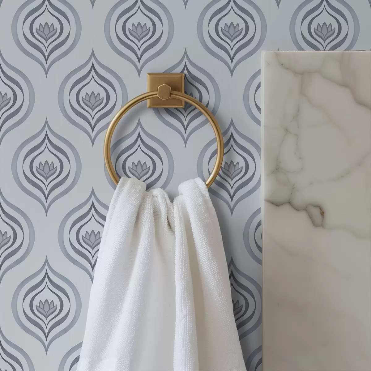 Pozadina Kul motiv kapljice s cvijetom u sivo-plavim tonovima a00977v3