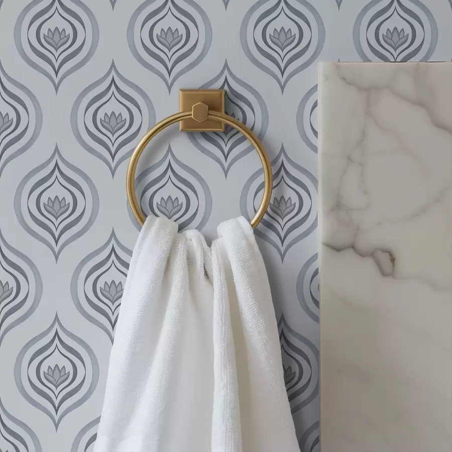 zidne murale Kul motiv kapljice s cvijetom u sivo-plavim tonovima a00977v3