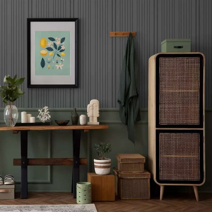 zidne murale Tamno siva pozadina s okomitim teksturiranim prugama a00979v1