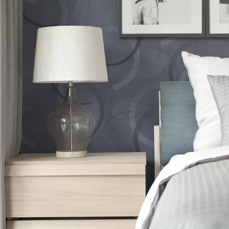 zidne murale Polukrugovi i meki krugovi u hladnoj sivo-plavoj paleti a00980