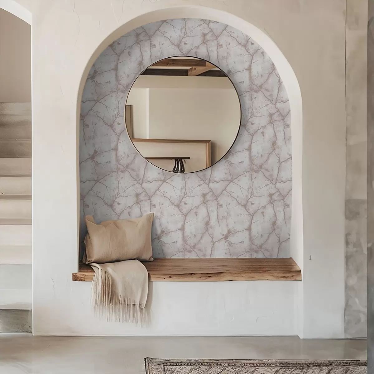 Pozadina Svijetli beton s čipkom ružičastih pukotina i mrlja a00987