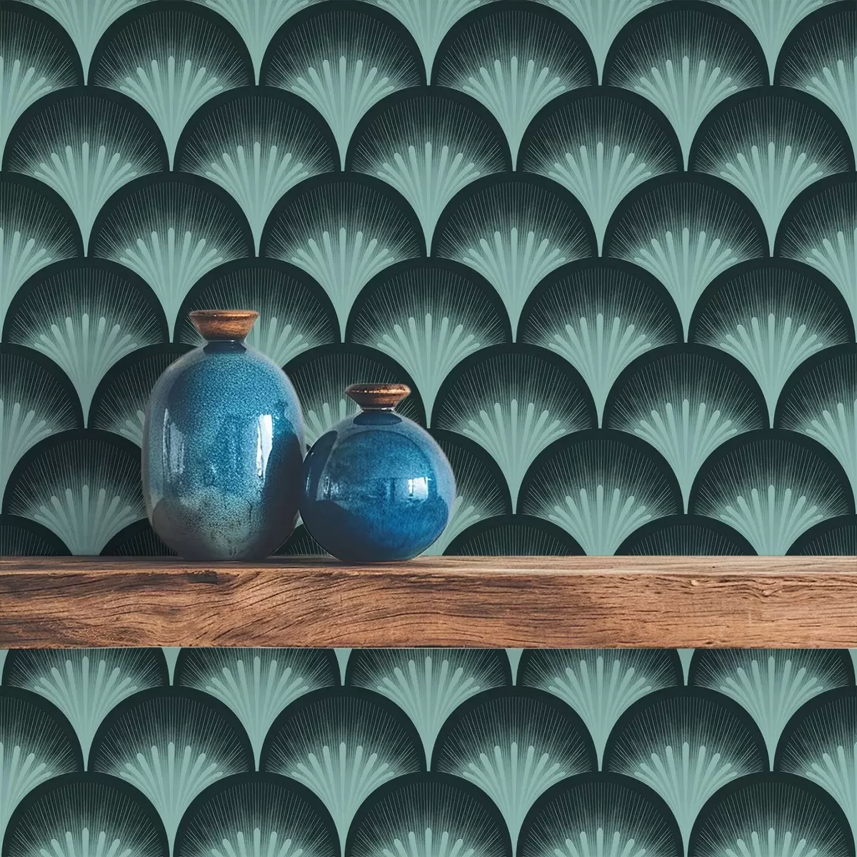 Pozadina Kontrastne lepeze boje mente na gotovo crnoj pozadini a00990