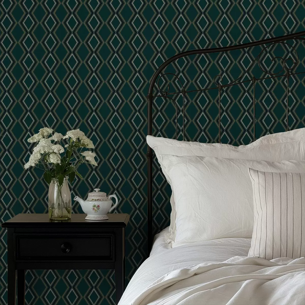 Pozadina Tamnozelena pozadina s okomitim redovima dijamanata a00976