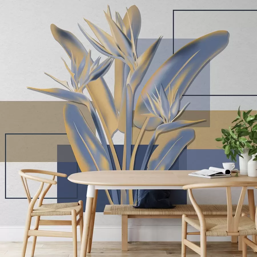 zidne murale Strelitzia i geometrija w04949v1