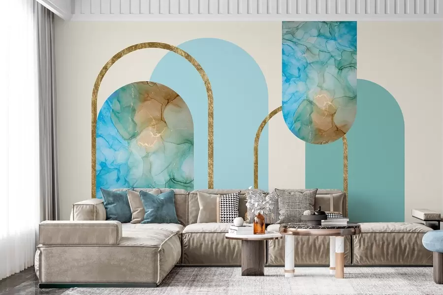 zidne murale elegantni lukovi s imitacijom mramora u art deco stilu w04879