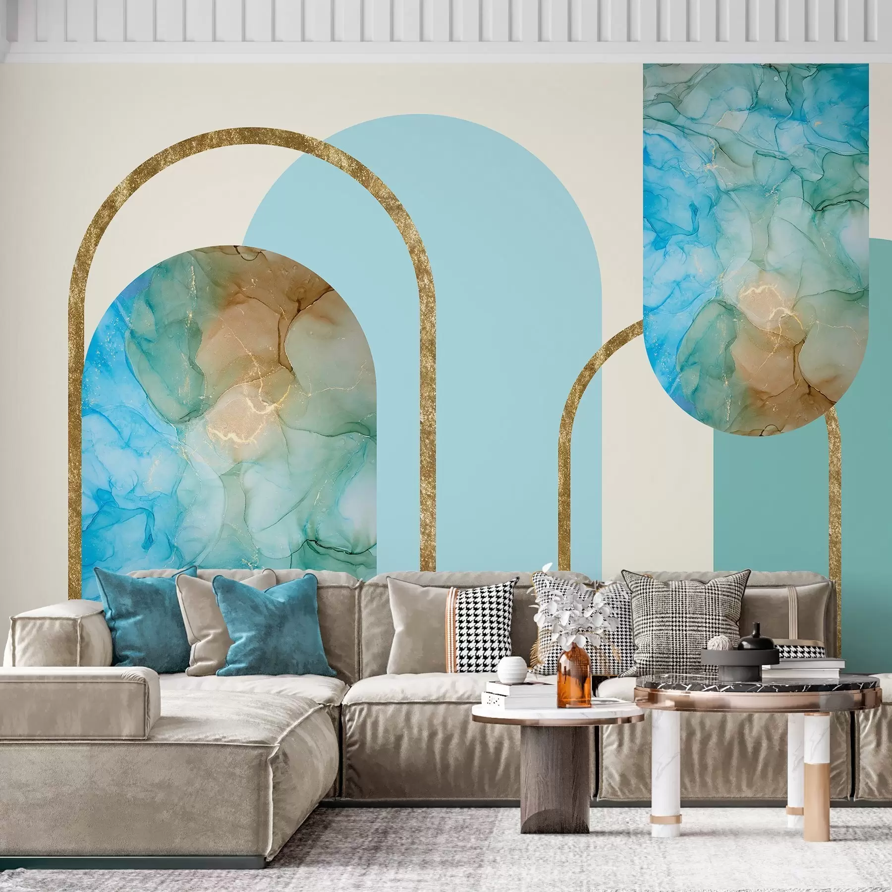 zidne murale elegantni lukovi s imitacijom mramora u art deco stilu w04879