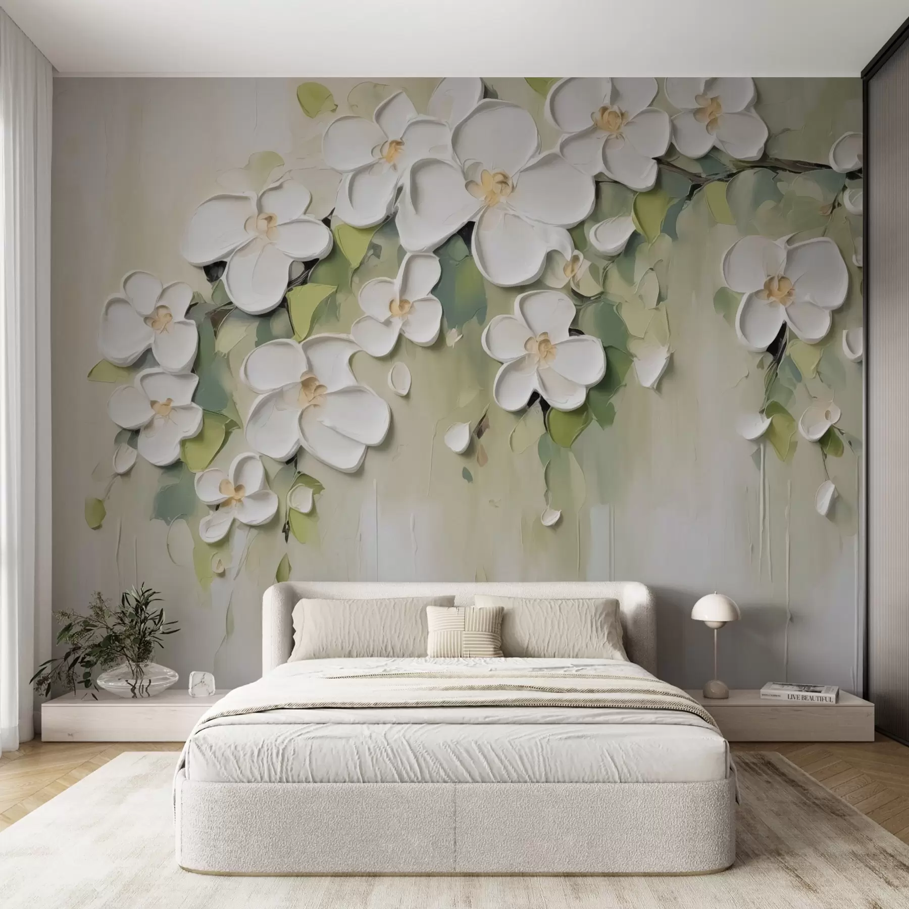 zidne murale Grana s cvijećem w04978