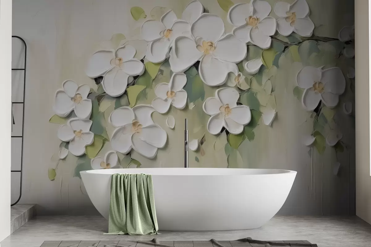 zidne murale Grana s cvijećem w04978