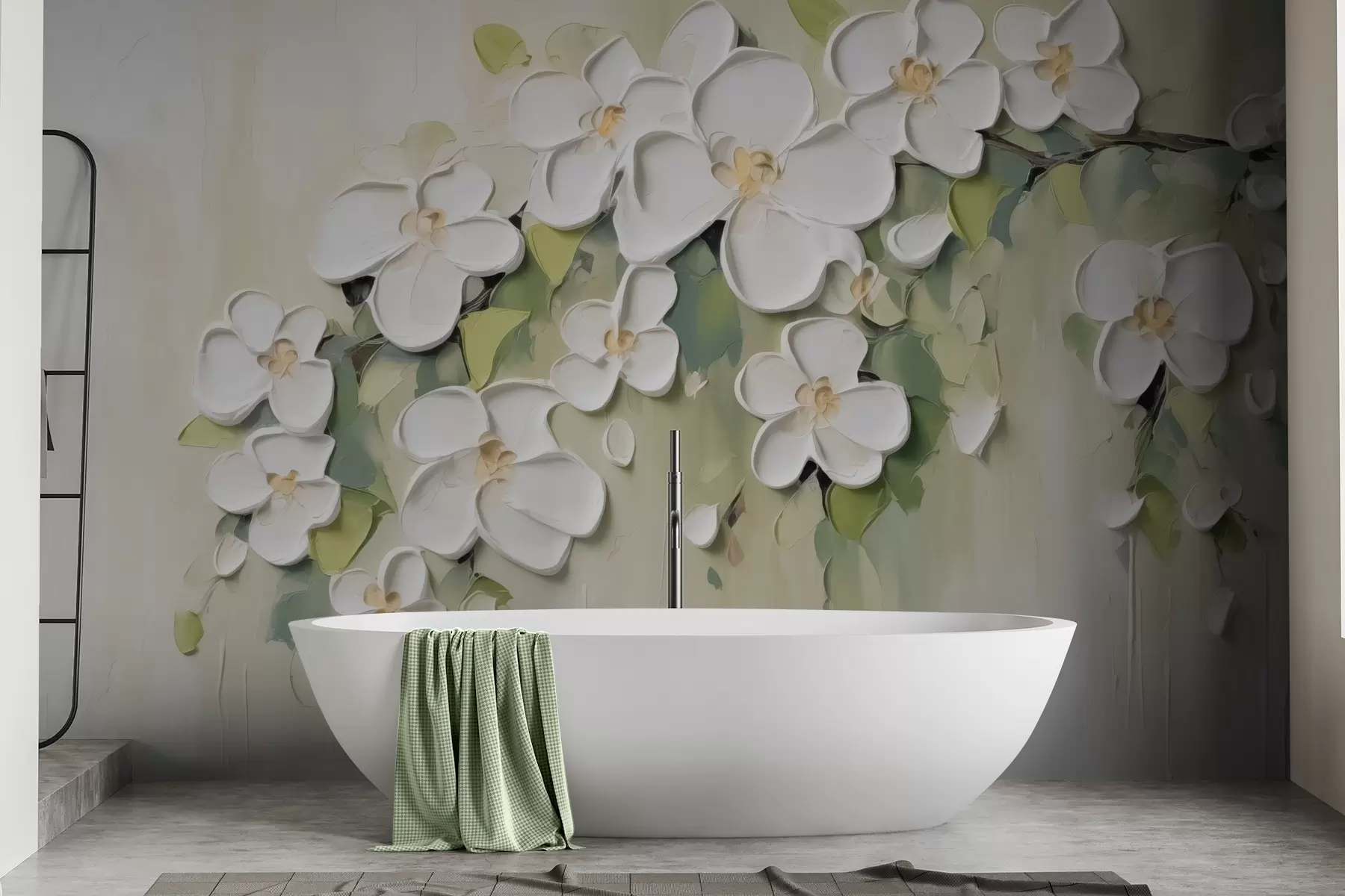 zidne murale Grana s cvijećem w04978