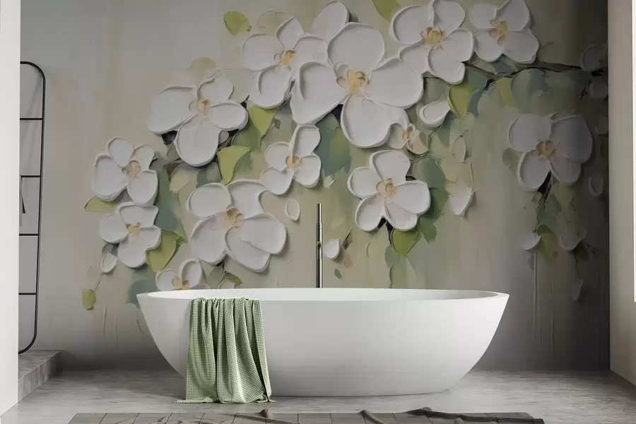 zidne murale Grana s cvijećem w04978