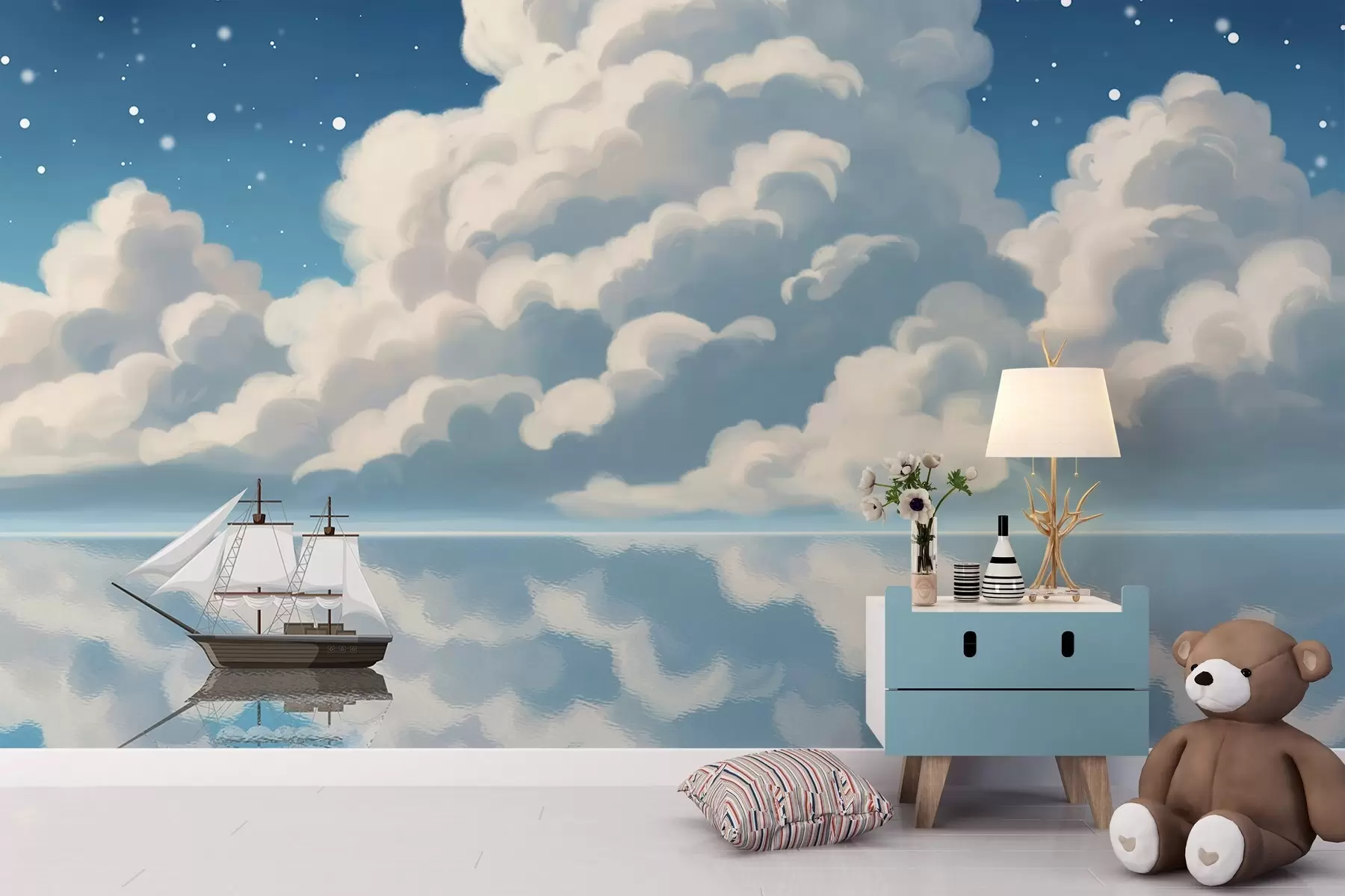 zidne murale Gusti oblaci nad vodom w04996