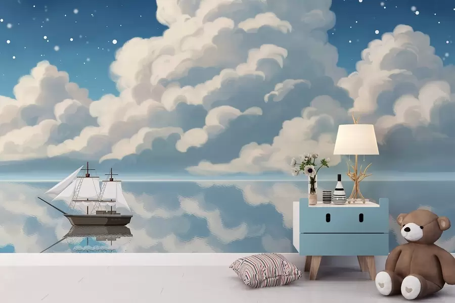 zidne murale Gusti oblaci nad vodom w04996