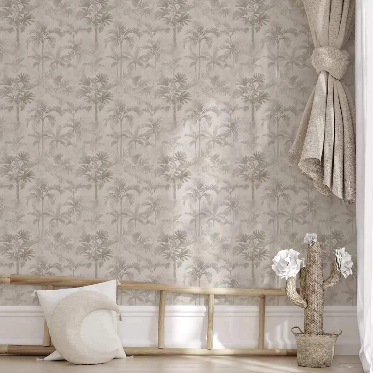 Pozadina Magloviti palmov gaj u toplim bež tonovima a00881