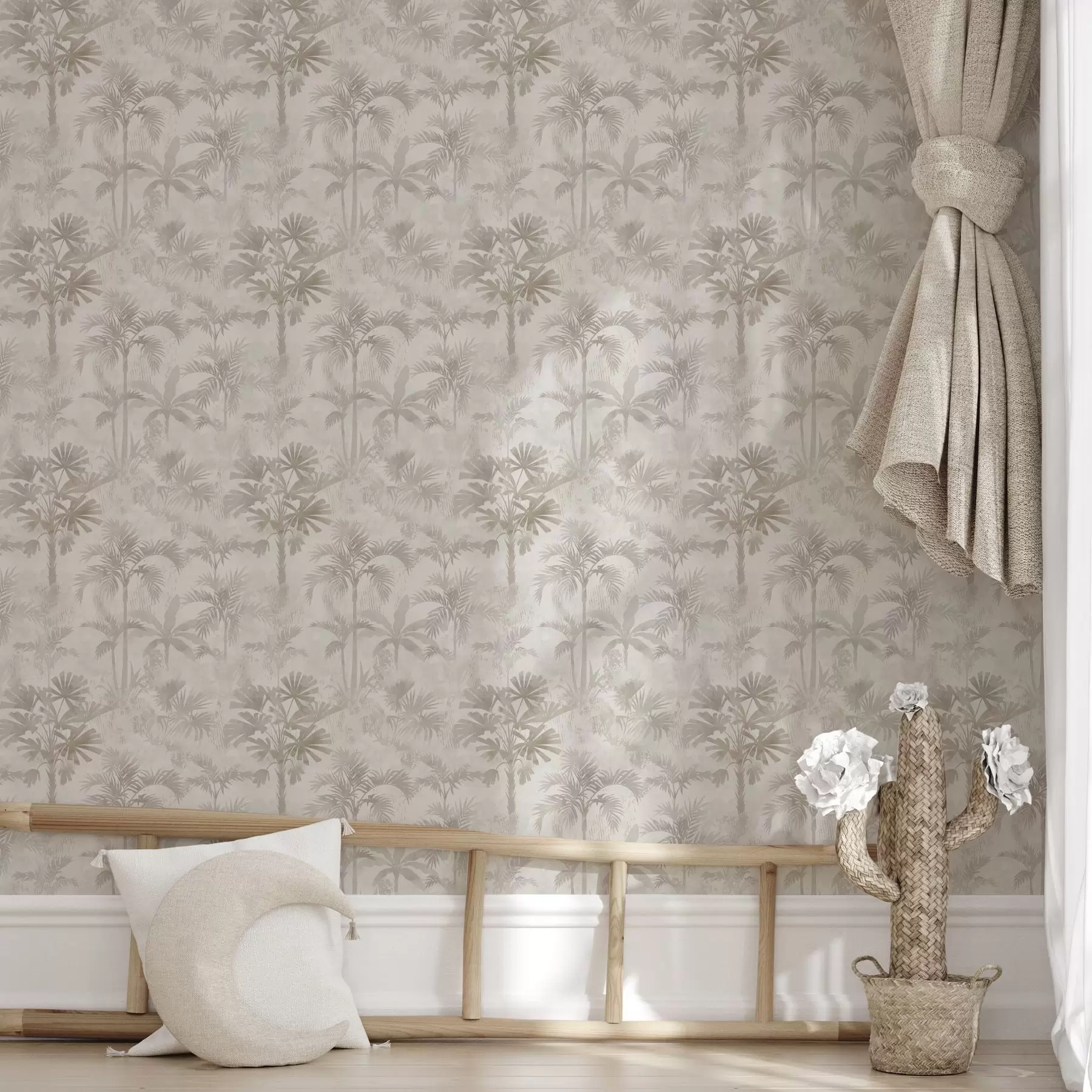 zidne murale Magloviti palmov gaj u toplim bež tonovima a00881