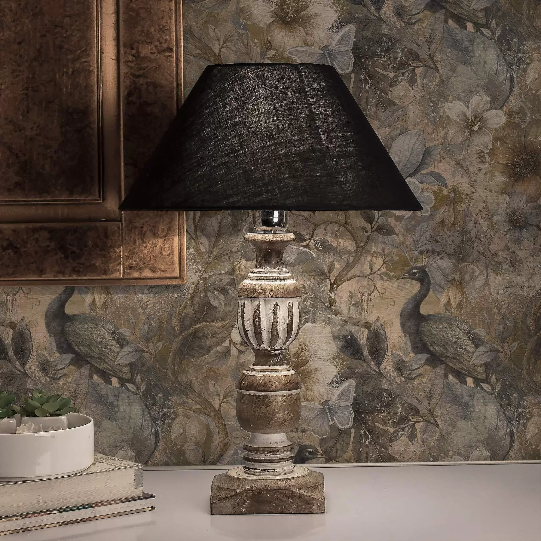 zidne murale Kolaž od starih cvjetova s paunovima i leptirima a00897