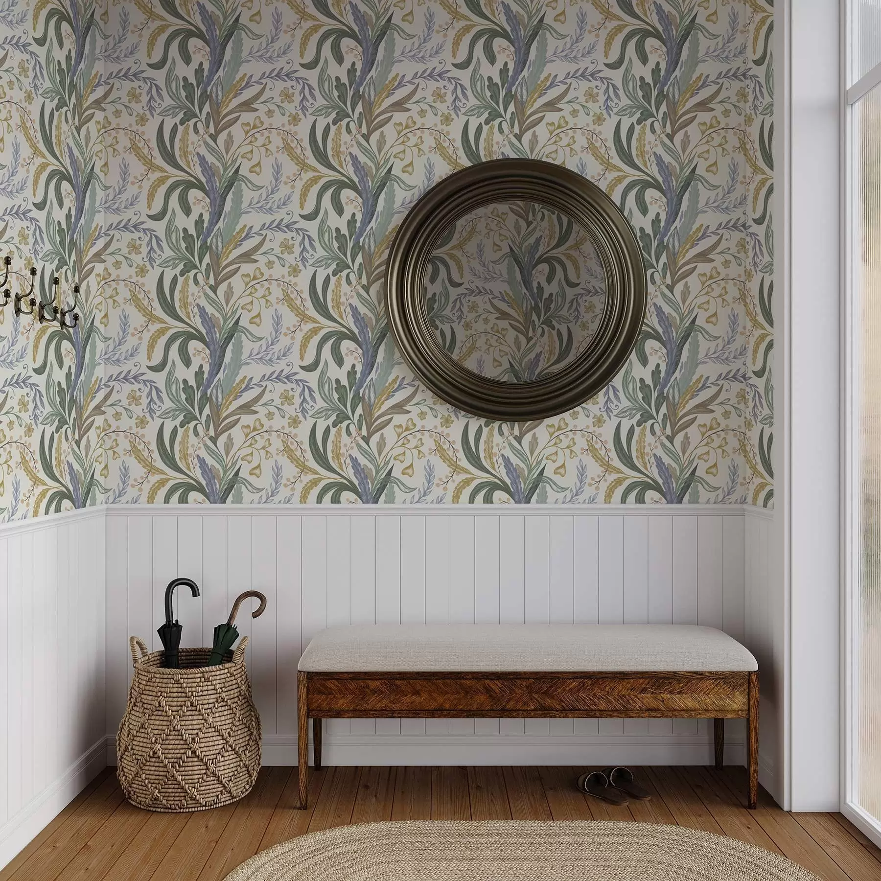 zidne murale Bujni cvjetni ornament u mekoj pastelnoj paleti a00939