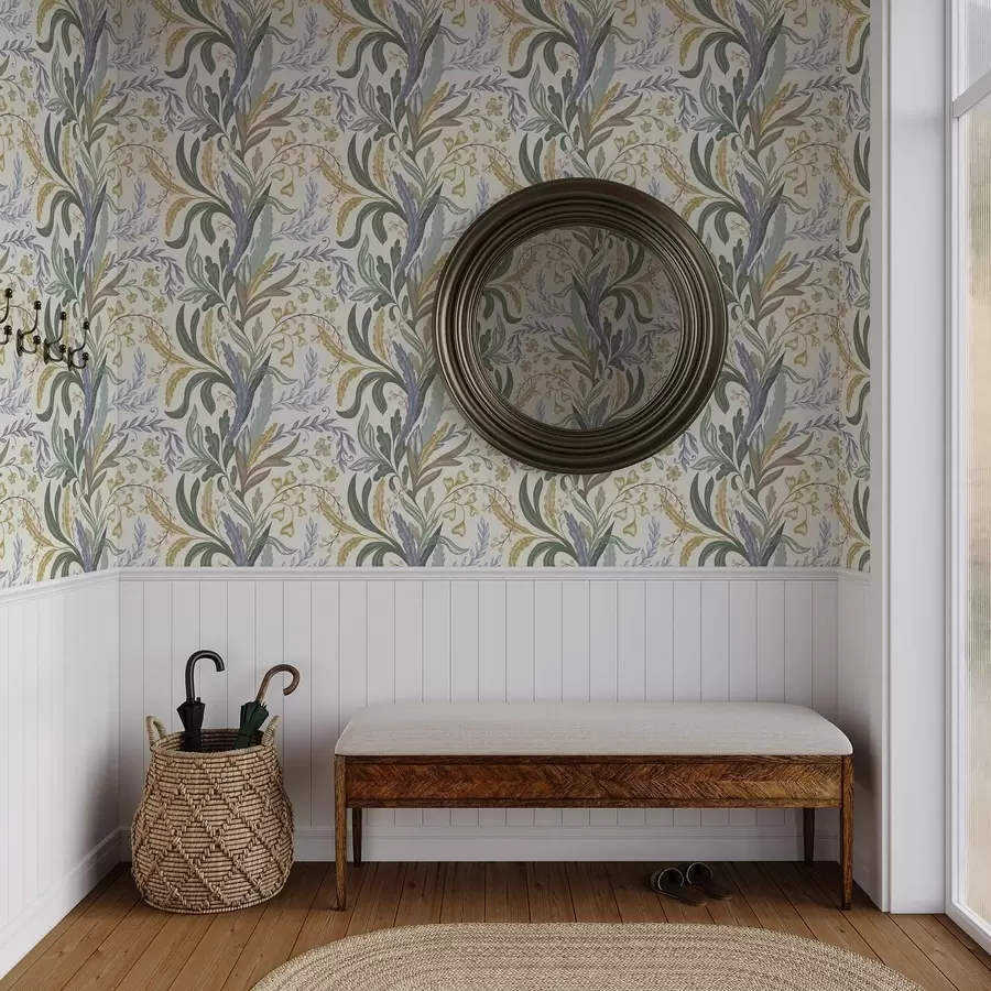 zidne murale Bujni cvjetni ornament u mekoj pastelnoj paleti a00939