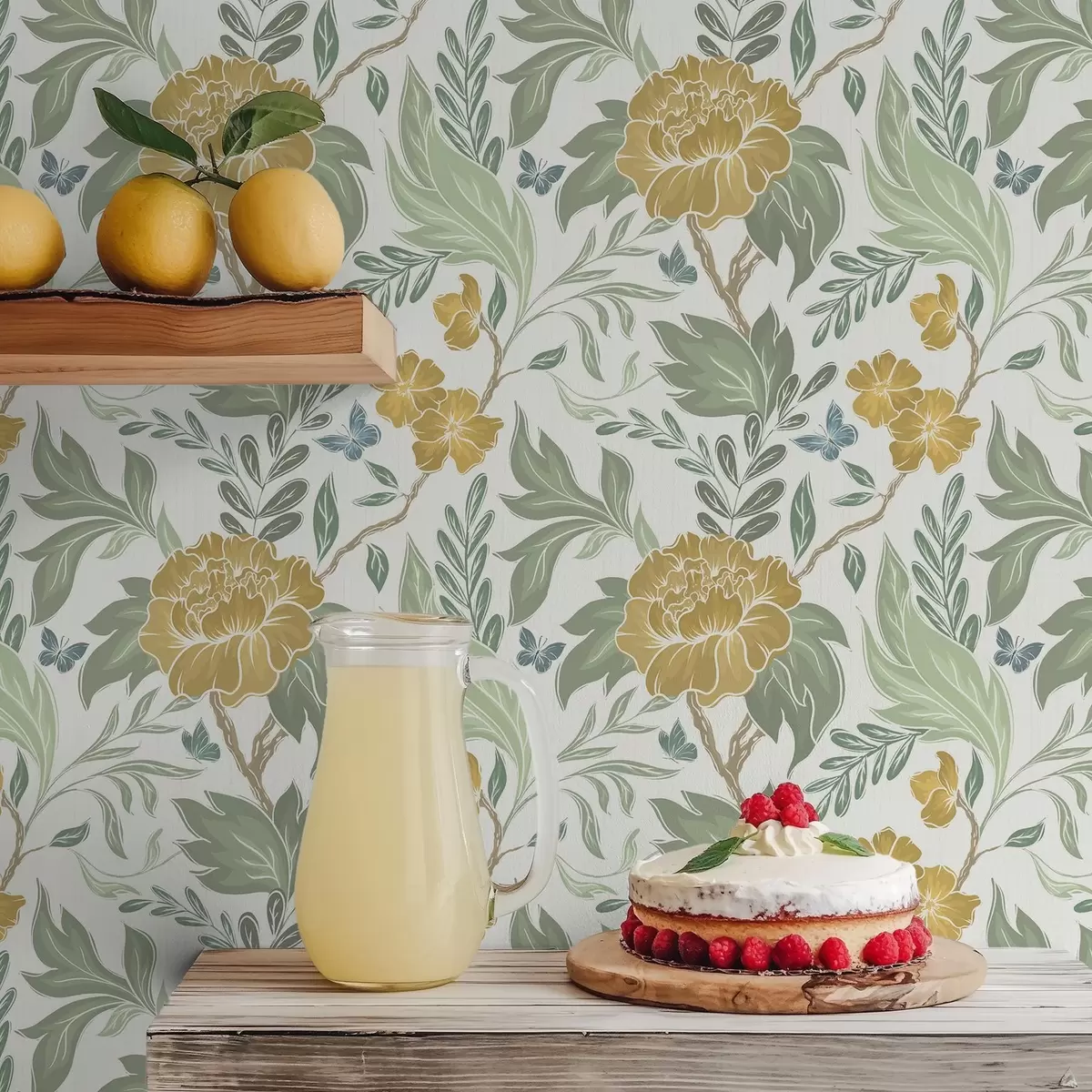 Pozadina Veliki žuti božuri i zelenilo na svijetloj pozadini a00941