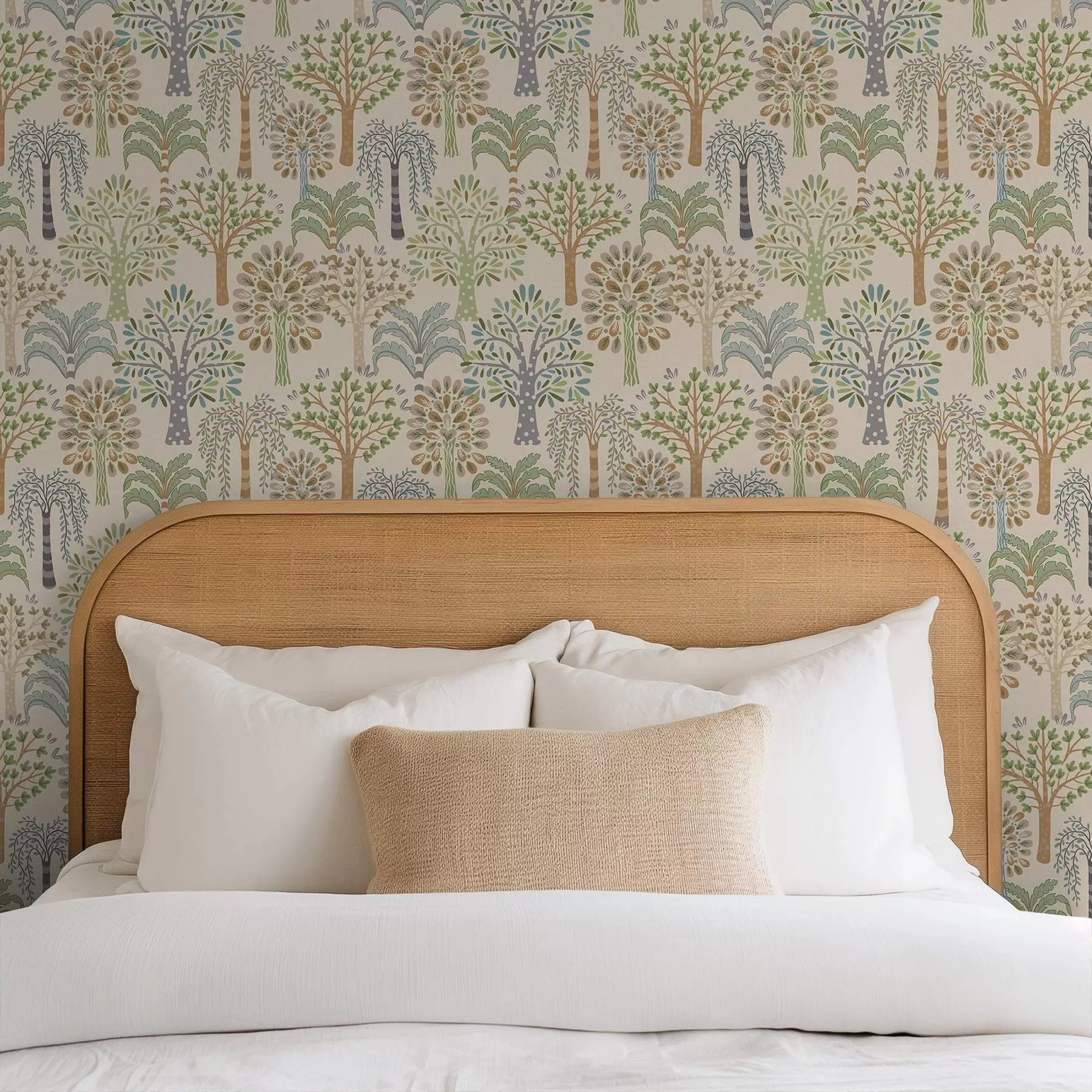 zidne murale Dekorativna drveća u mekoj prirodnoj paleti a00960