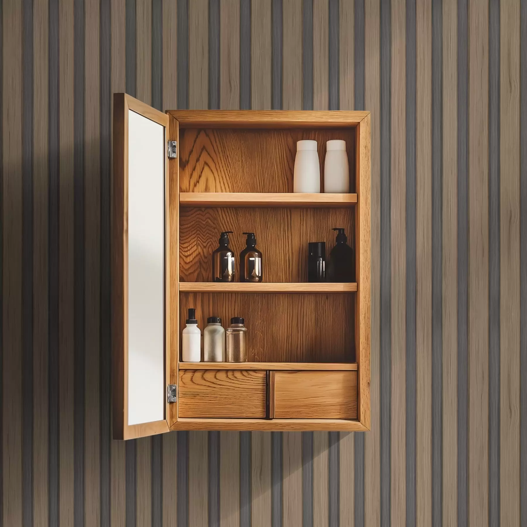 zidne murale Vertikalne drvene letvice s tamno sivim umetcima a00991