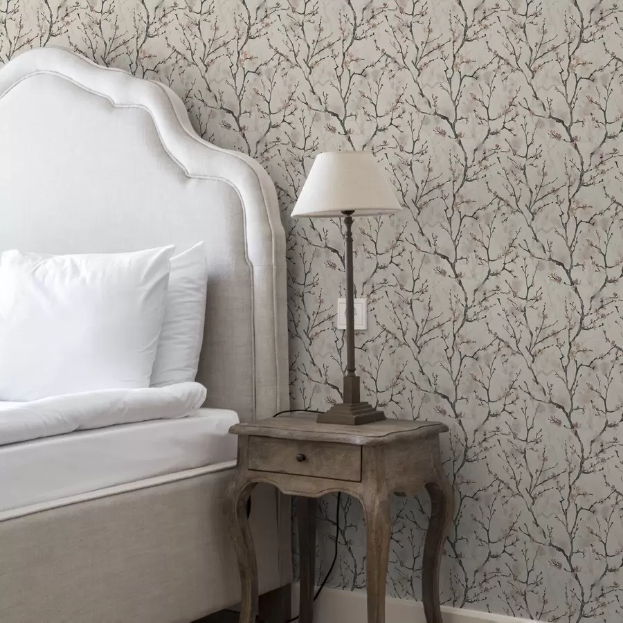 zidne murale Akvarelne grane sakure na svijetloj pozadini a01033