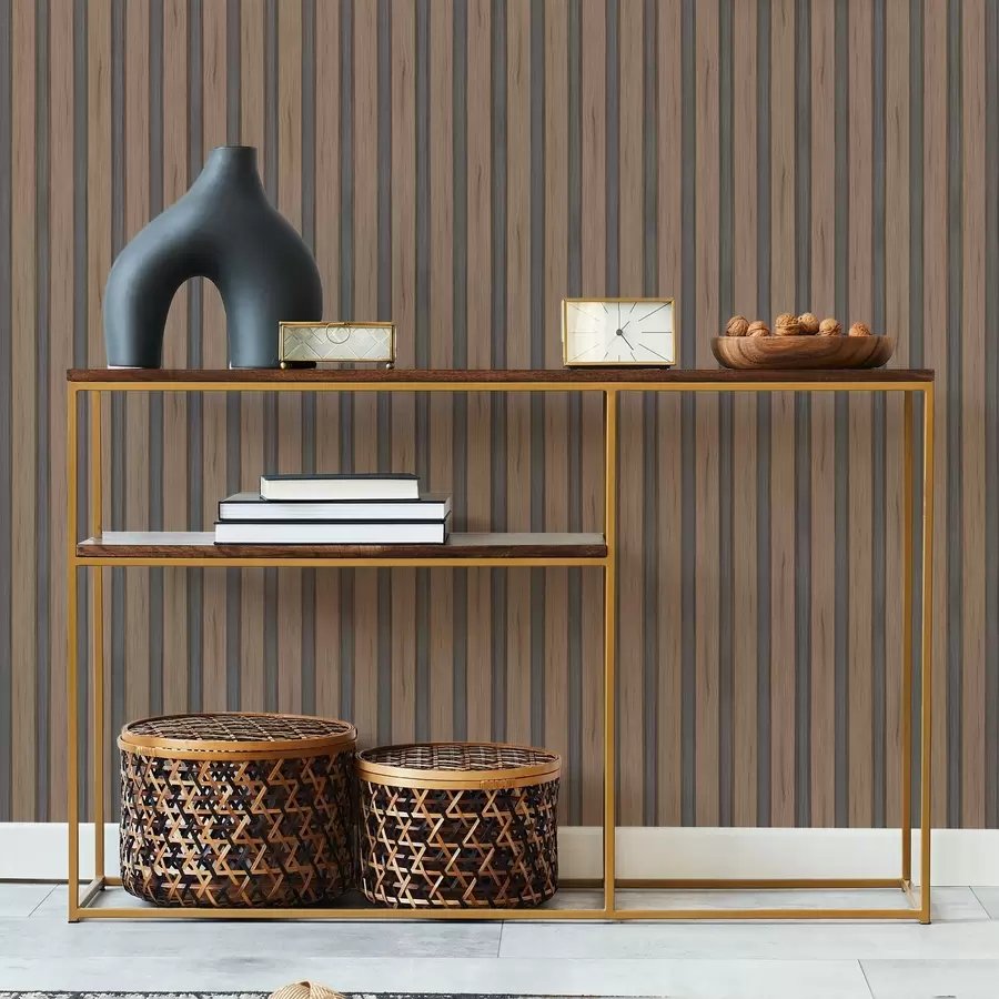 zidne murale Vertikalne drvene letvice s tamnim umetcima a01054