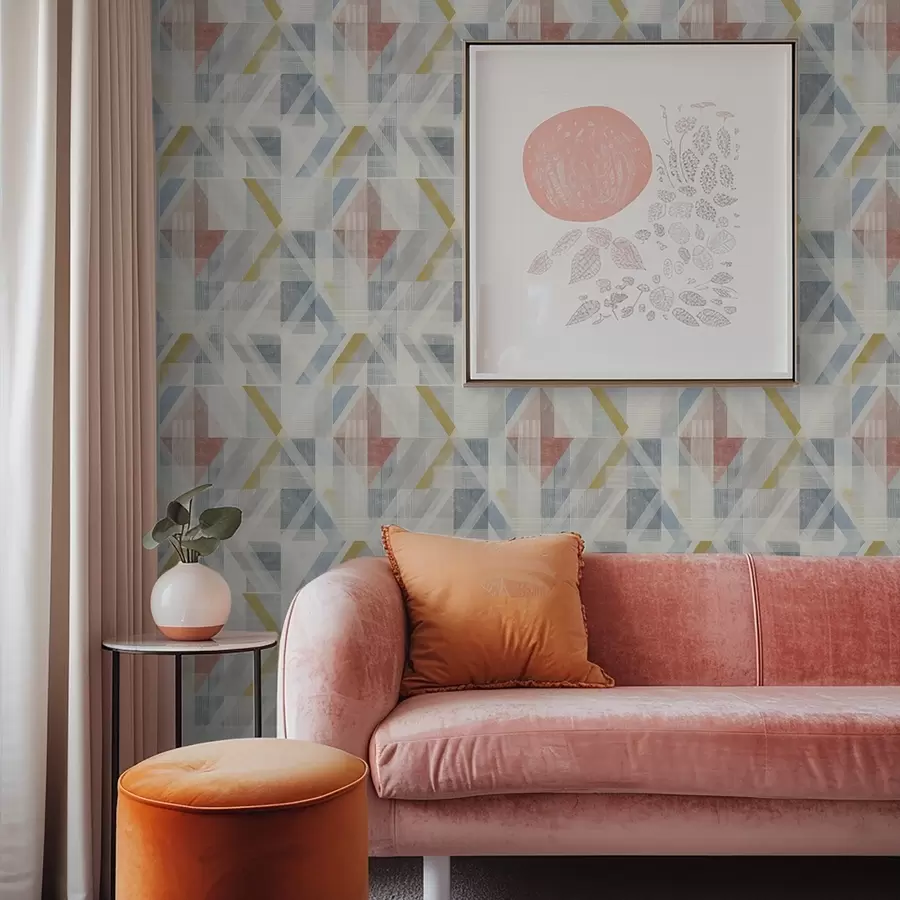 zidne murale Geometrijski dizajn s crvenim dijamantom u središtu a01055