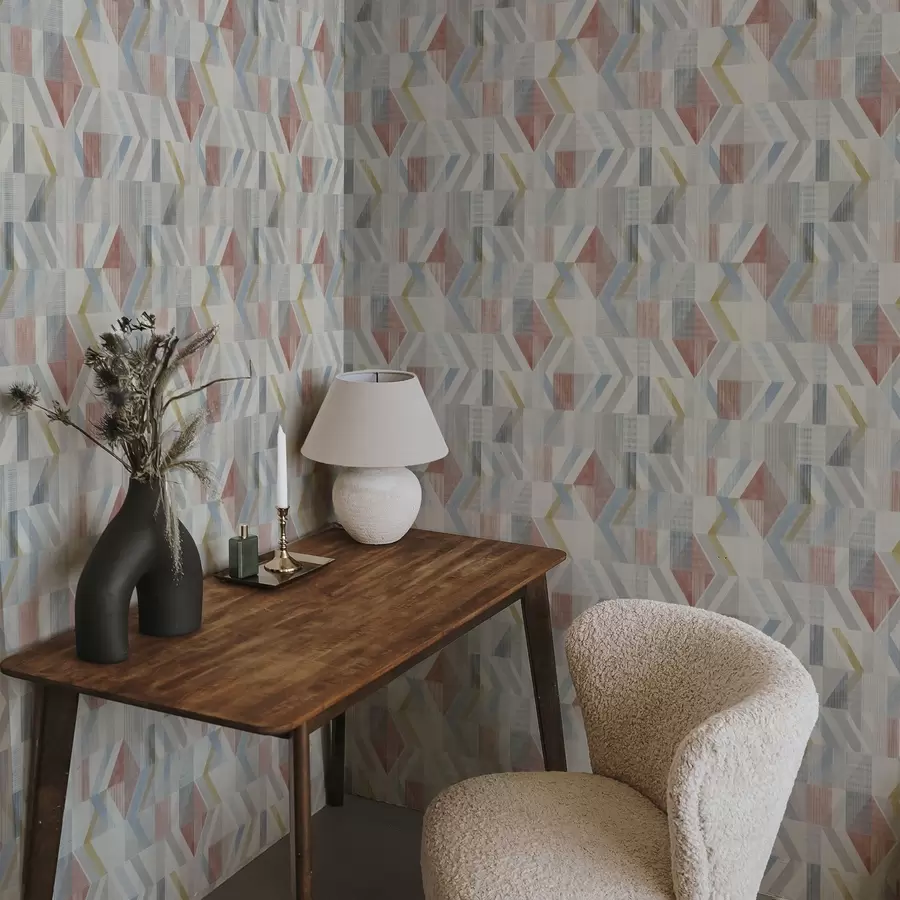 zidne murale Geometrijske strelice u pastelnim crvenim i plavim tonovima a01056