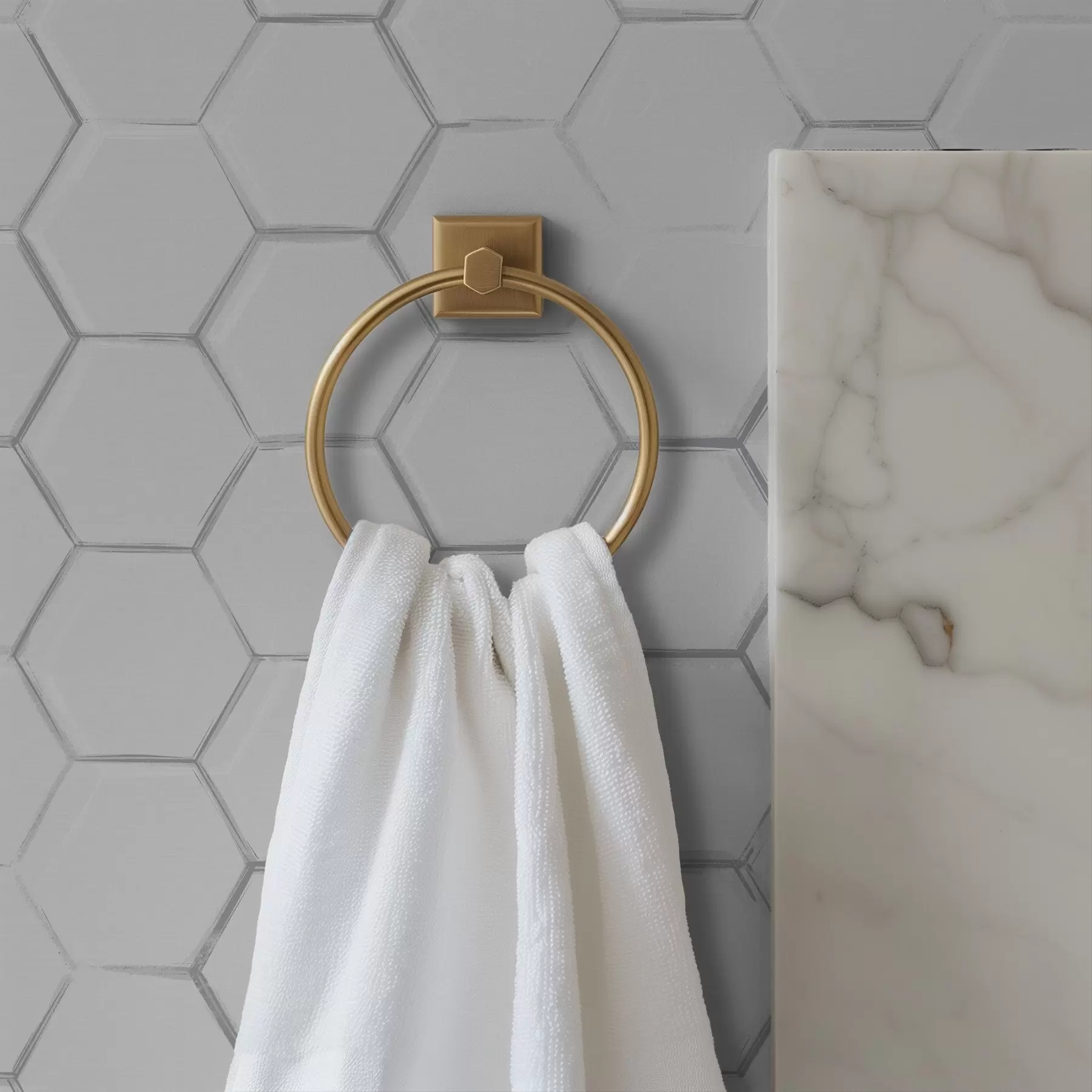 zidne murale Bijeli trodimenzionalni šesterokuti na glatkoj pozadini a01059