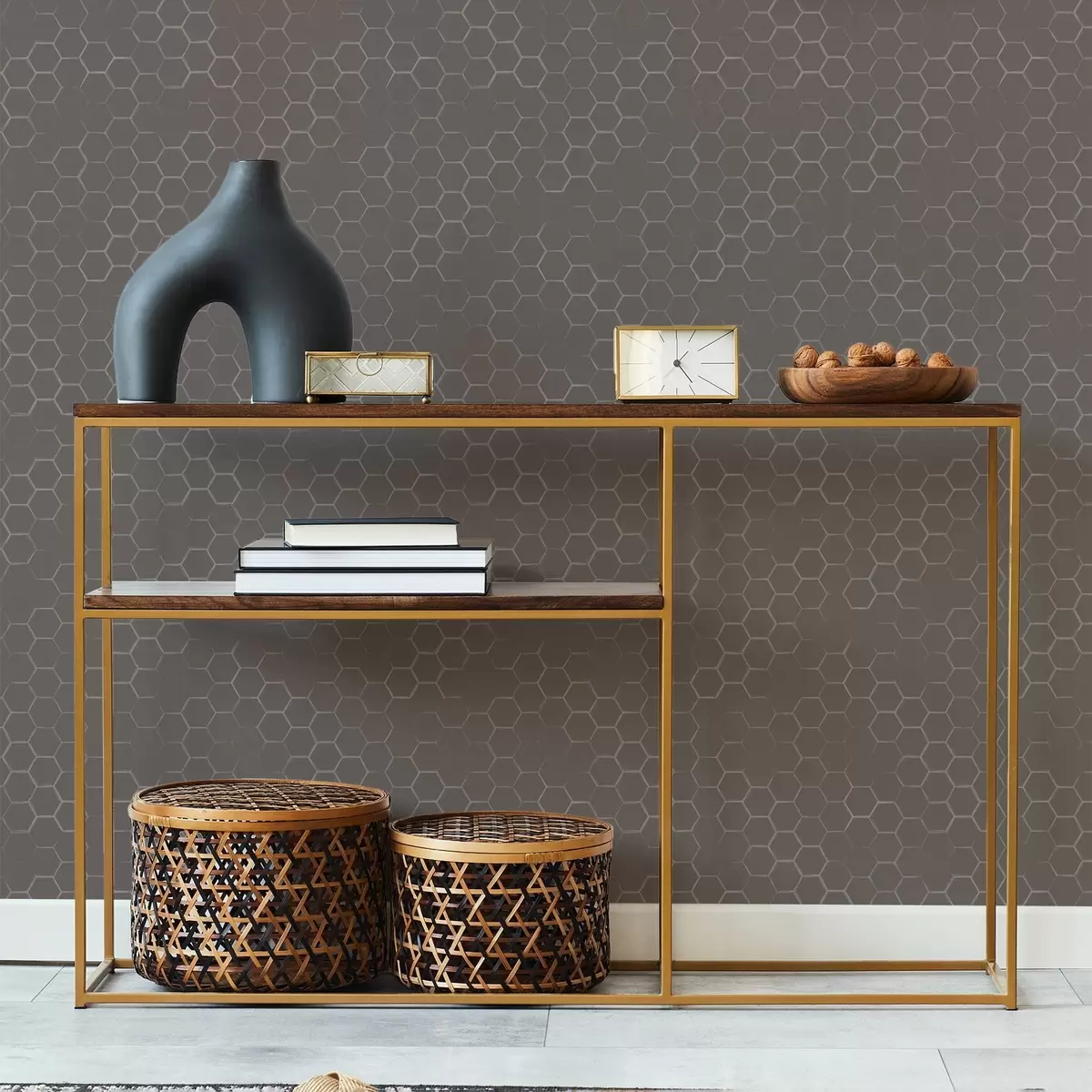 Pozadina Gusti šesterokutni uzorak u mekim sivim tonovima a01060v2