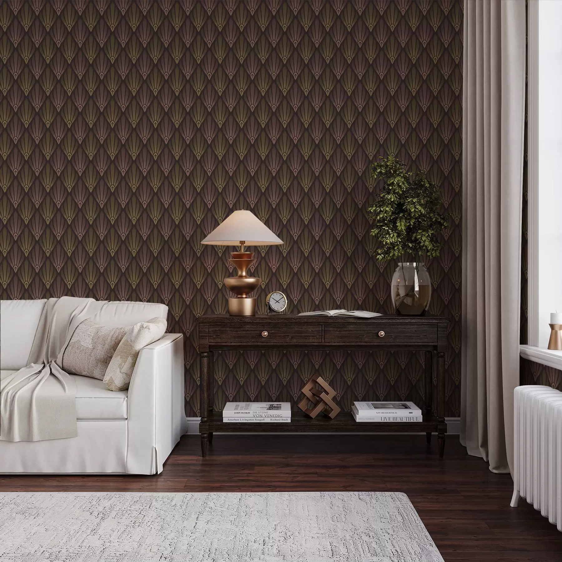 zidne murale Bogati Art Deco s toplim gradijentima a01064v2