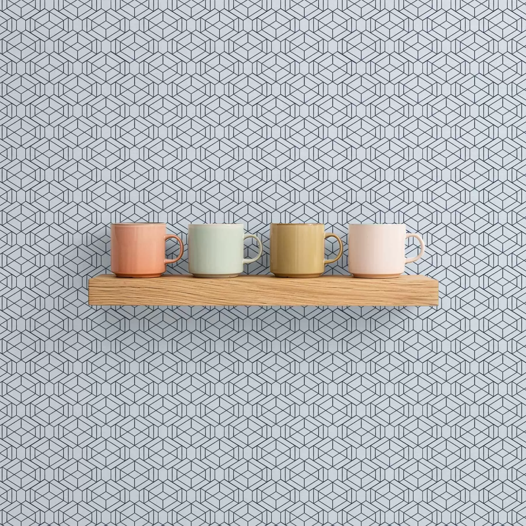 zidne murale Svijetloplavi geometrijski uzorak kocke a01066