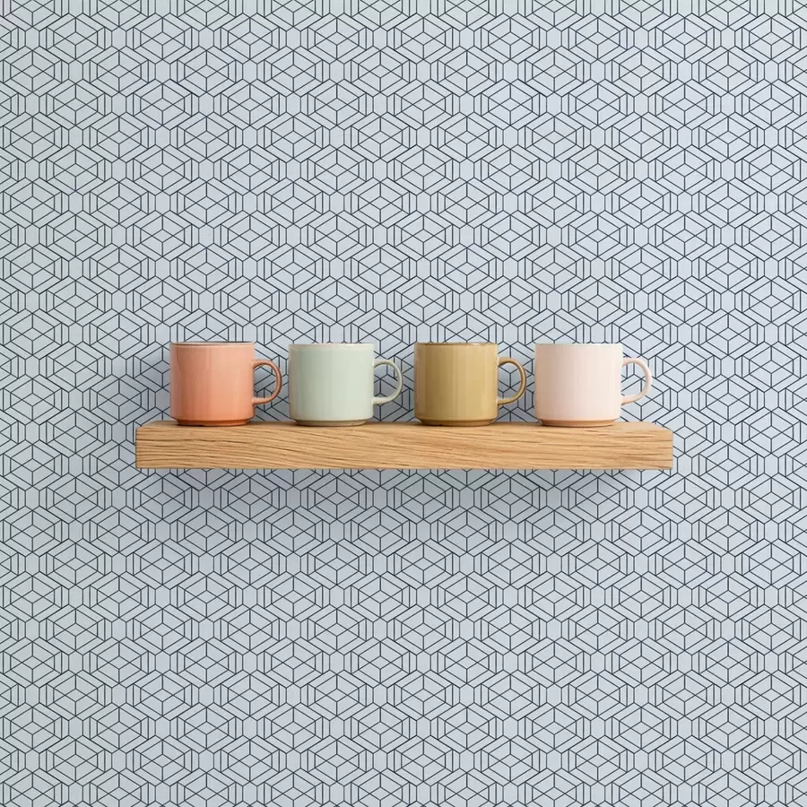 zidne murale Svijetloplavi geometrijski uzorak kocke a01066