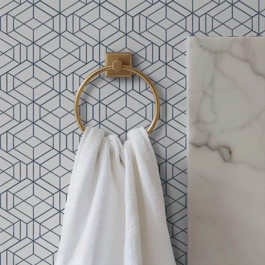 zidne murale Bijela pozadina s plavim trodimenzionalnim geometrijskim kockama a01067