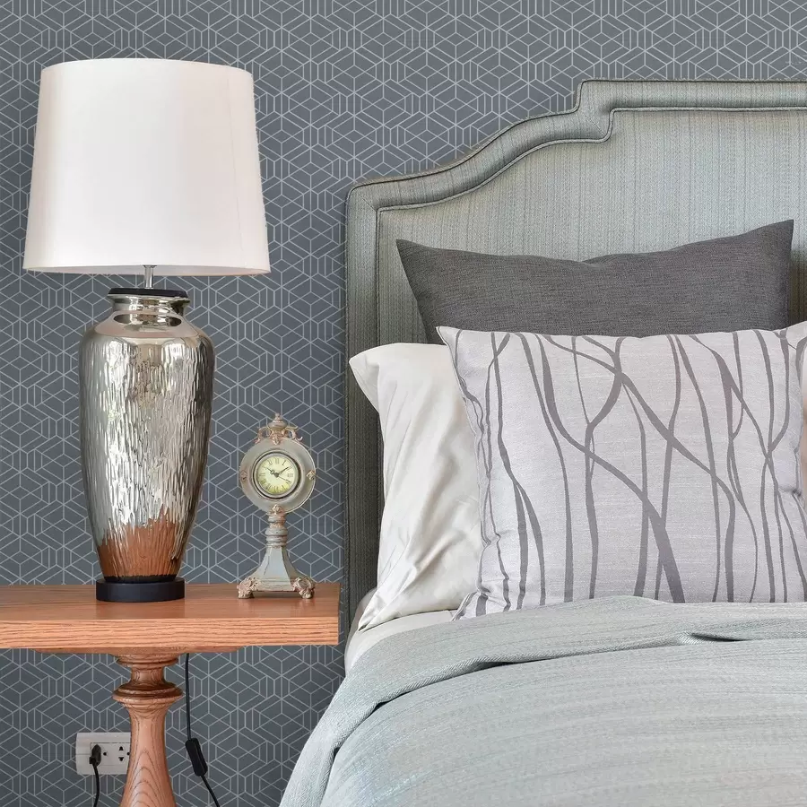 zidne murale Siva pozadina s bijelim trodimenzionalnim kockama u mreži a01067v2