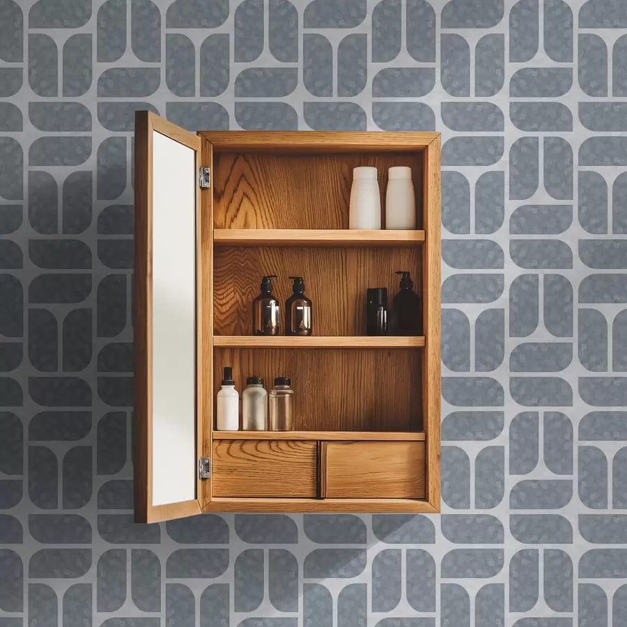 zidne murale Sivi mozaik koji se izmjenjuje u zaobljenim i pravokutnim oblicima a01069