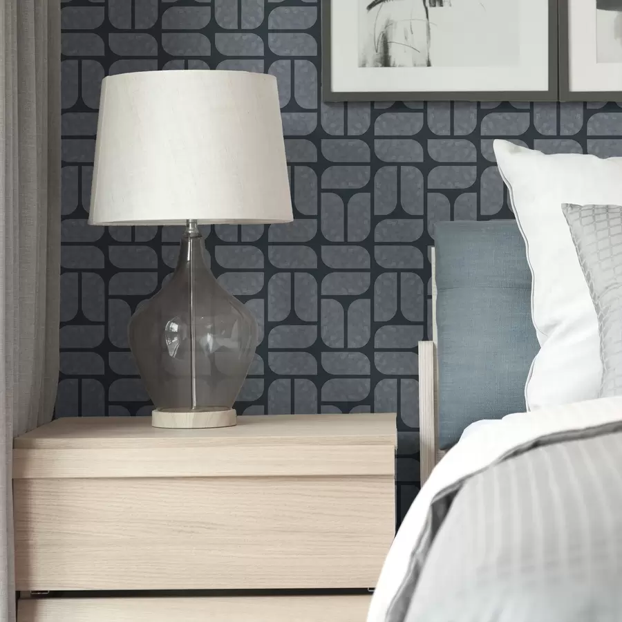 zidne murale Tamna pozadina sa sivim mozaikom zaobljenih modula a01069v1