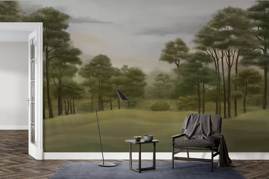 zidne murale Miran šumski krajolik u nježnim nijansama w02193