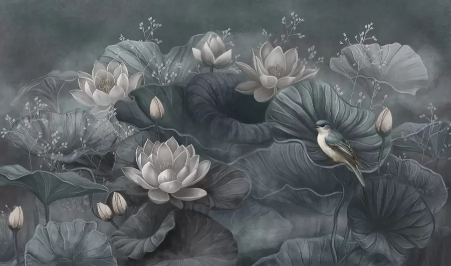 zidne murale Spokoj među elegantnim cvjetovima prirode w02407