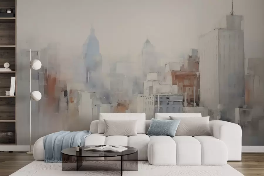 zidne murale Imitacija apstraktnog grada u slikarstvu w04897