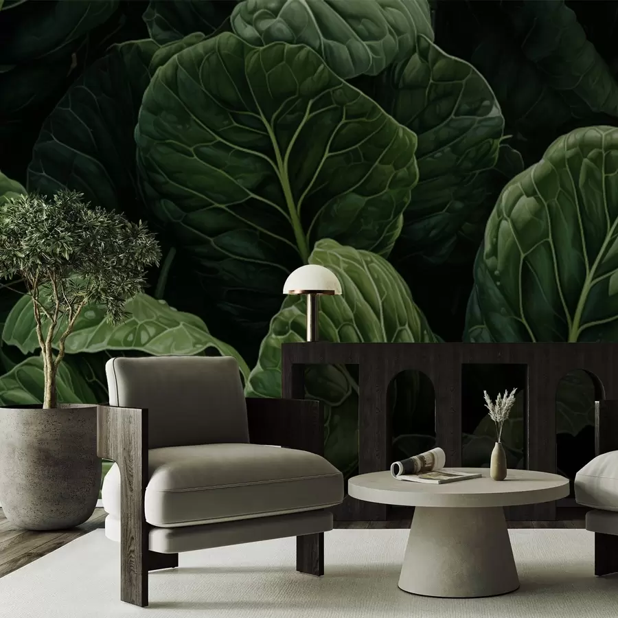 zidne murale Razigrano zeleno lišće w05043