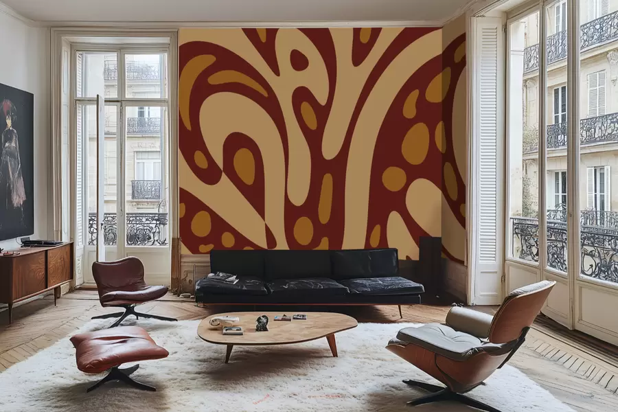 zidne murale Apstraktni uzorak sa smeđim i bež oblicima w05071v2