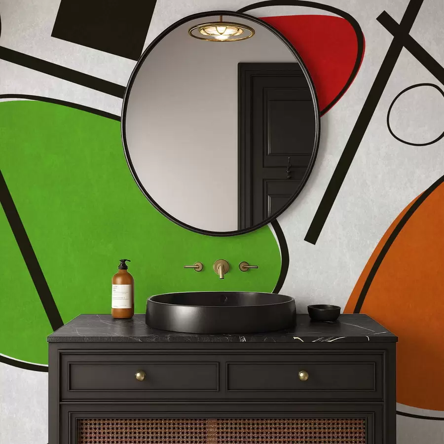 zidne murale Apstraktni geometrijski oblici s linijama i podebljanim obojenim područjima w05017v1